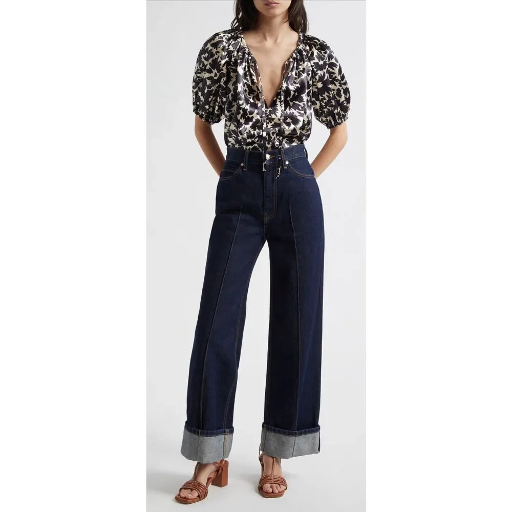 Ulla Johnson Elvia Blouse in Sapphire NWT Size 2